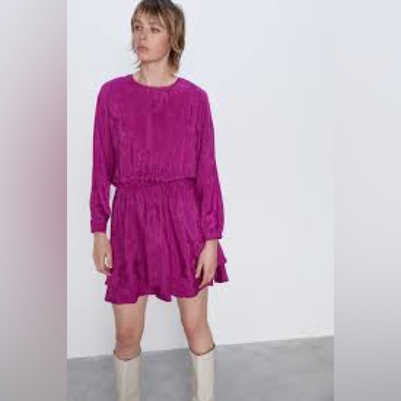 Zara Dresses & Skirts - Zara Satin Effect Jacquard Dress - Sz XL - NWT